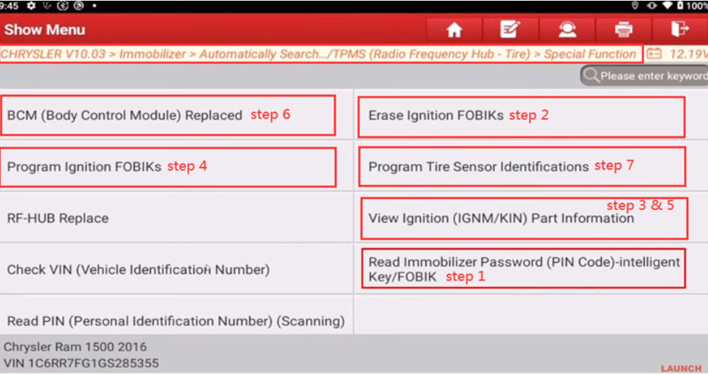 Match Chrysler Anti-theft Key with Launch X431 IMMO Plus/Elite