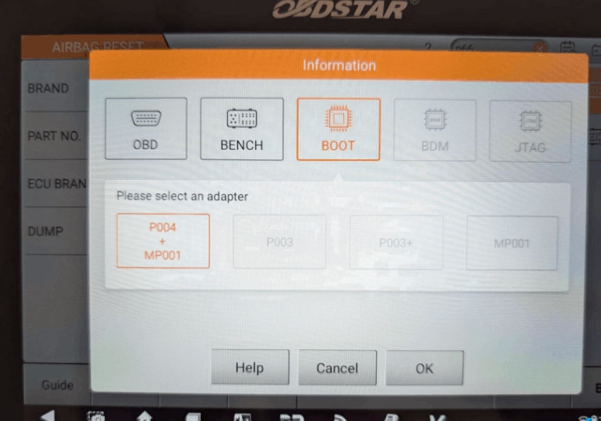 Volvo Airbag Pinout to OBDSTAR G3