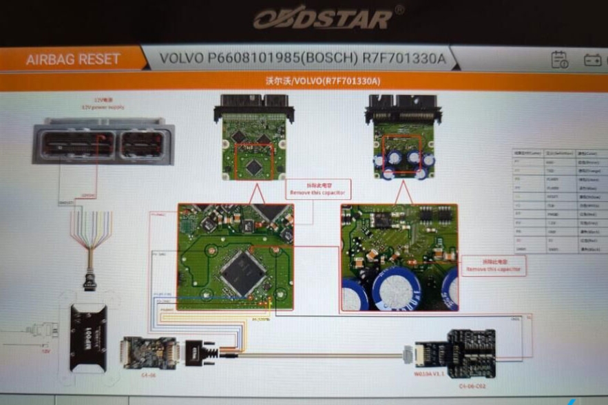 Volvo Airbag Pinout to OBDSTAR G3