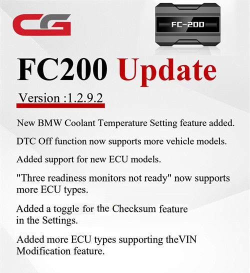 CG FC200 V1.2.9.2 Update
