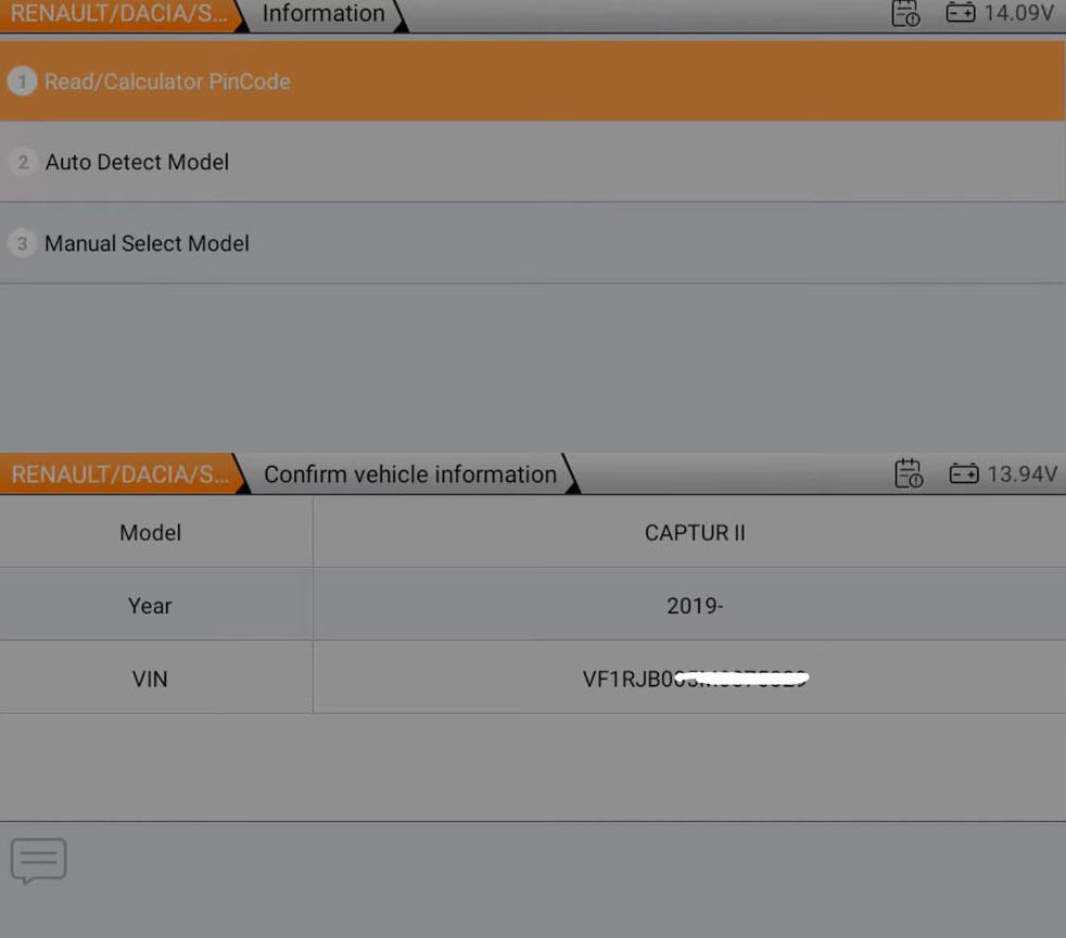 OBDSTAR G3 добавляет новый ключ на Renault Captur 2020